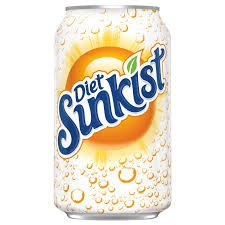 Diet Sunkist Orange Soda, 12oz Cans, 24/Case